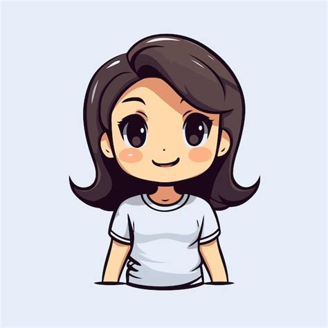 Chica linda con el pelo largo Ilustración vectorial estilo dibujos