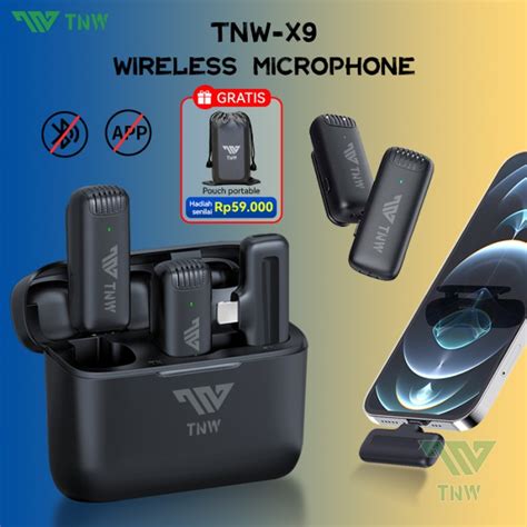 Jual TNW X9 Microphone Wireless Dual Mikrofon Lapel Mic Clip On Live