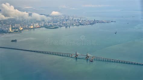 Aerial View Of Penang Bridge And Georgetown Stock Photo Image Of View