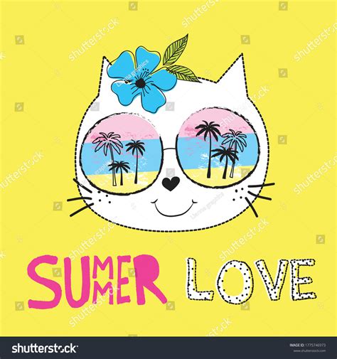 Cute Cat Sunglasses Vector Illustration Stock Vector Royalty Free 1775746973 Shutterstock