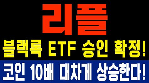 리플 코인전망 블랙록 Etf 승인 확정 코인 10배 대차게 상승한다 Youtube