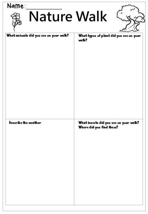 Nature Walk Worksheet free printable