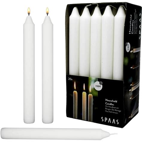 White Dinner Taper Candles 7 Inch Tall Dripless Smokeless Unscented For Candlesticks 6 Hour Long