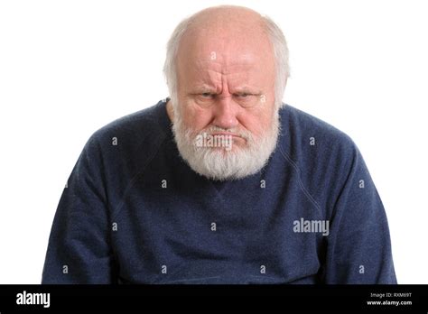 Grumpy Oldfart Or Dissatisfied Displeased Old Man Isolated Portrait