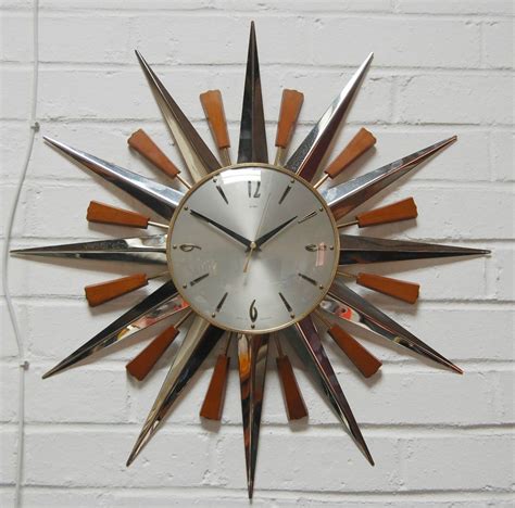 Mid Century Retro 1960s Metamec Starburst Sunray Wall Clock Battery Movement Clock Wall Clock