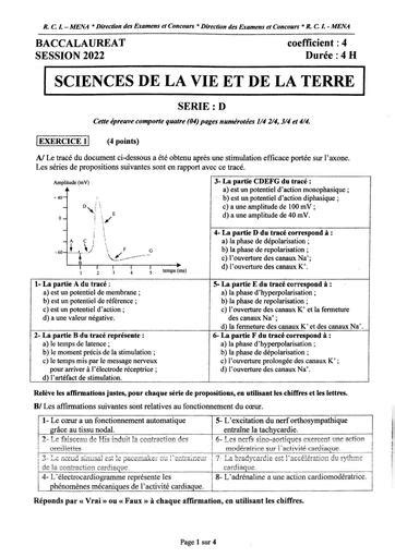 EPREUVE ET CORRIGE BAC 2022 SVT SERIE D COTE D IVOIRE