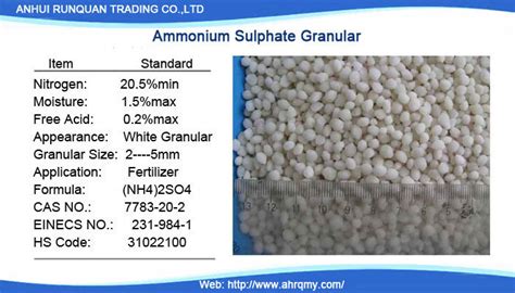 China Hot Sale And Perfect Quality Nitrogen Fertilizer Ammonium Sulphate Granular N 21 China