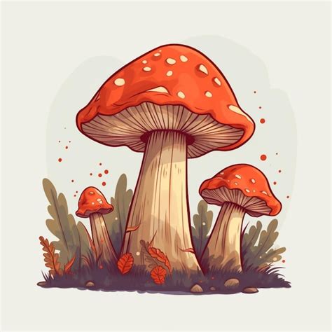 Premium AI Image | A drawing of a mushroom with a red cap and a yellow cap.