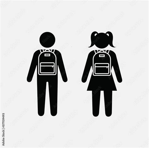 School Children Icon Classmates Silhouette School Kids Symbol