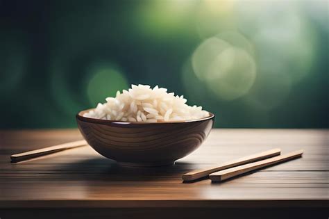 Premium Ai Image A Bowl Of Rice With Chopsticks On A Table