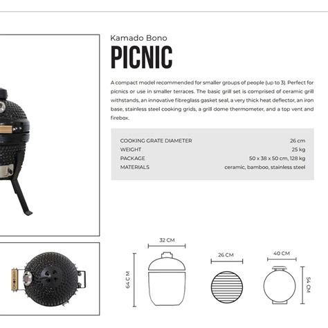 Kamado Bono Picnic Ceramic Bbq Grill