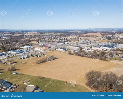 Aerial of Homes and Farmland in Red Lion, Pennsylvania in York C Stock Photo - Image of outdoors ...