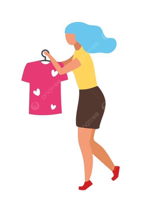 Clothing Sales Assistant With Hanger Semi Flat Color Vector Character