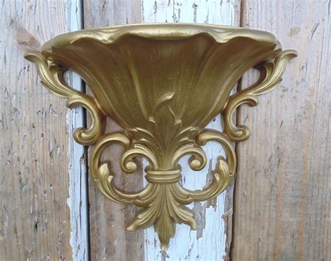 Vintage Gold Ornate Homco Wall Sconce Wall Pocket Wall Vase Etsy