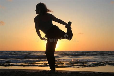 Woman Meditation and Yoga Poses in the Beach Stock Photo - Image of ...