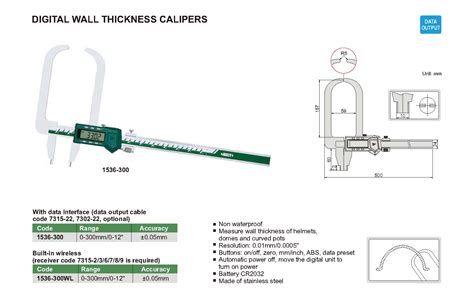 Digital Wall Thickness Calipers Insize Co Ltd