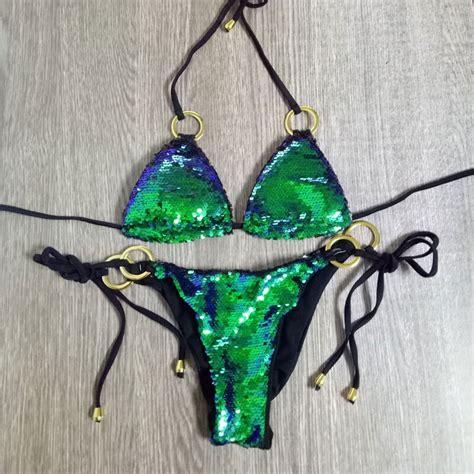 Aliexpress Buy Newest Fish Scales Sequin Bikini Swimsuit