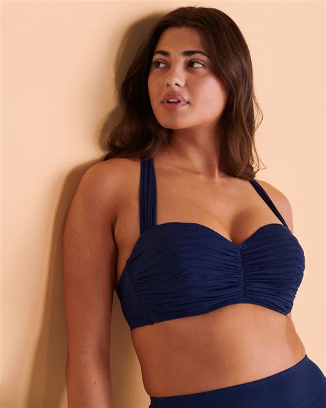 BLEU ROD BEATTIE KORE D Cup Bandeau Bikini Top Navy Bikini Village