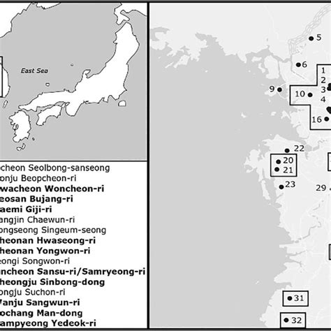 Map of sites in the Mahan/Baekje territory where MYB ware has been ...