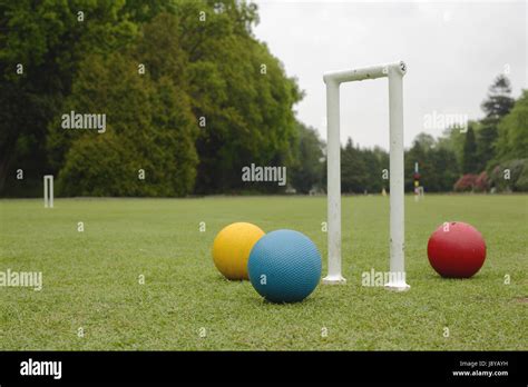 Croquet Hoop And Balls Stock Photo Alamy