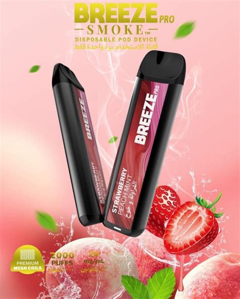 Breeze Pro Strawberry Peach Mint 2000 Puffs Disposable Vape | Smirk ...