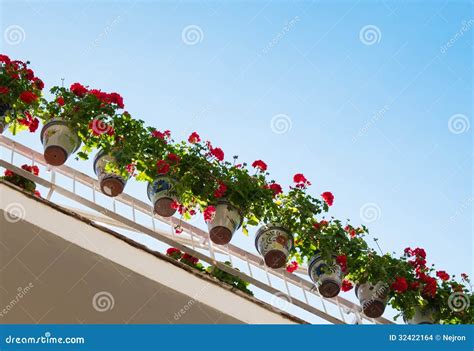 Flower Pots On A Balcony Stock Images - Image: 32422164