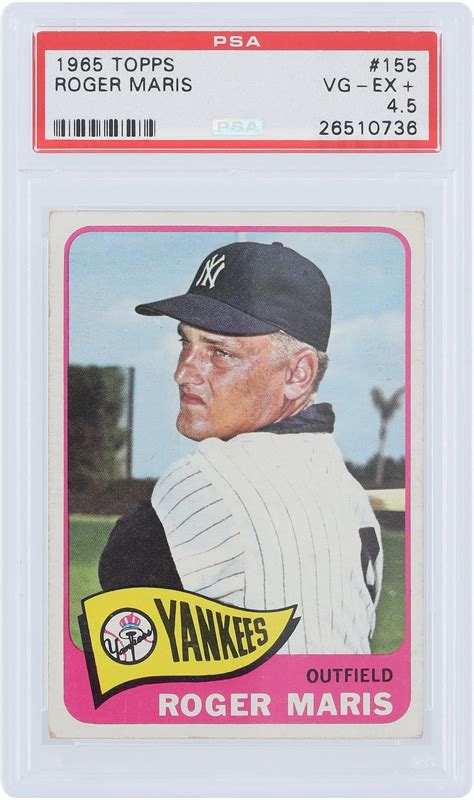 Roger Maris New York Yankees 1965 Topps 155 PSA Authenticated 4 5 Card