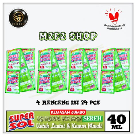 Jual Supersol Karbol Wangi Sereh Sachet 40 Ml Harga 4 Renceng