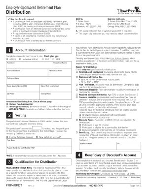 Fillable Online Distribution T Rowe Price Fax Email Print Pdffiller