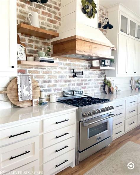 Kitchen With Stained Wood Floating Shelves Soul Lane