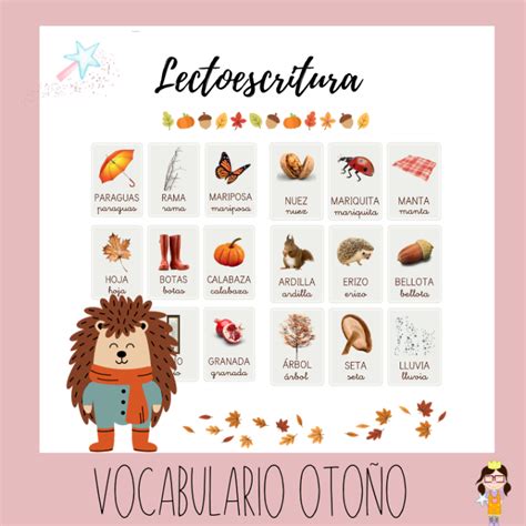 Tarjetas Vocabulario De Otoño Crear Para Regalar