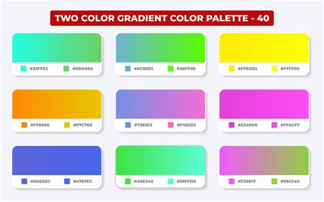 Paleta De Cores Gradiente Com Códigos De Cores Em Rgb Ou Hex Catálogo Cores Da Moda Amostras