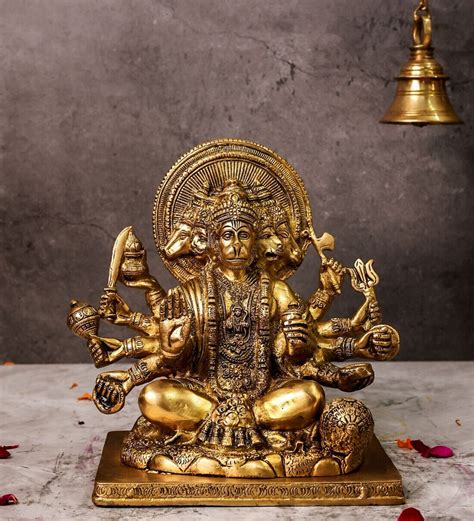 Buy Panchmukhi Hanuman Sitting Brass Religious Idol By The Advitya At