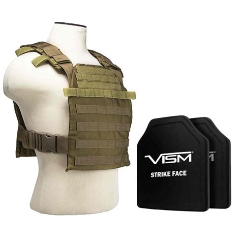 Vism Fast Plate Carrier With 10x12 Level Iii Pe Shooters Cut 2x Hard Ballistic Plates Tan