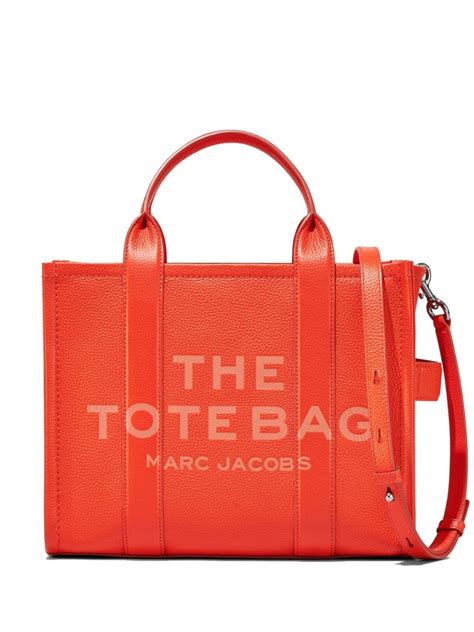 Marc Jacobs The Leather Medium Tote Bag Orange Farfetch