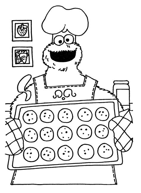 Cookie Monster / Baking (Coloring Pages) | Sesame street coloring pages ...