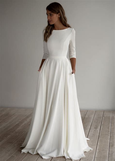 Adri By Olivia Bottega Boat Neckline Crepe Wedding Gown Wedding Dress