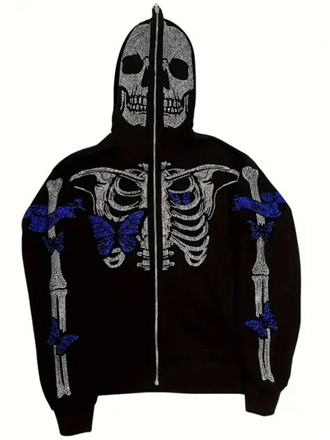 Rhinestone Pentagram Zip Up Hoodie Long Sleeve Casual Temu