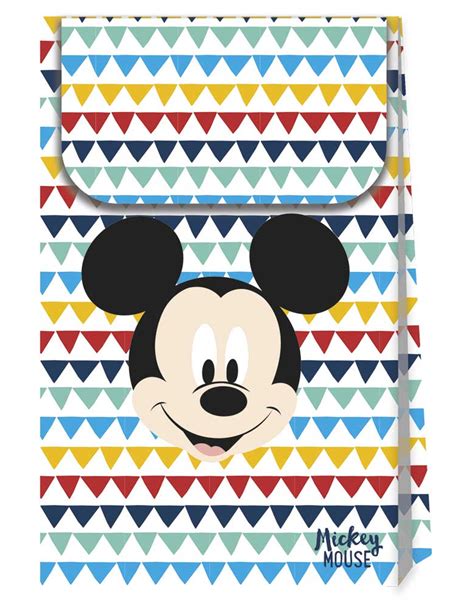 6 Sacs Cadeaux En Carton Premium Mickey 21 X 13 Cm Vegaooparty