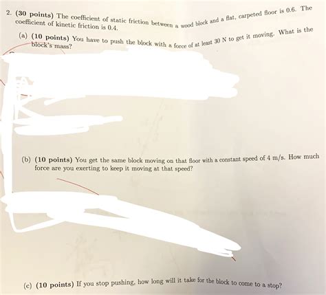 Solved Points The Coefficient Of Static Friction Chegg