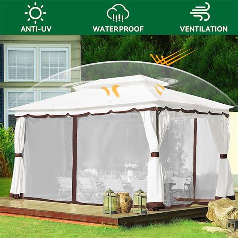 Jearey 1313 Ft X 984 Ft 13 Ft X 10 Ft Patio Gazebo Rectangle Beige And Brown Splicing Metal