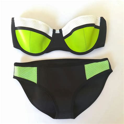 2016 New Mesh Swimwear Women Sexy Neoprene Bikini Set Swimsuit Biquini