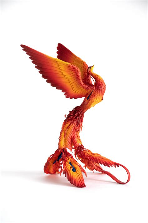 Phoenix Bird Statue Original Handmade Ooak Fire Bird Figurine Statue