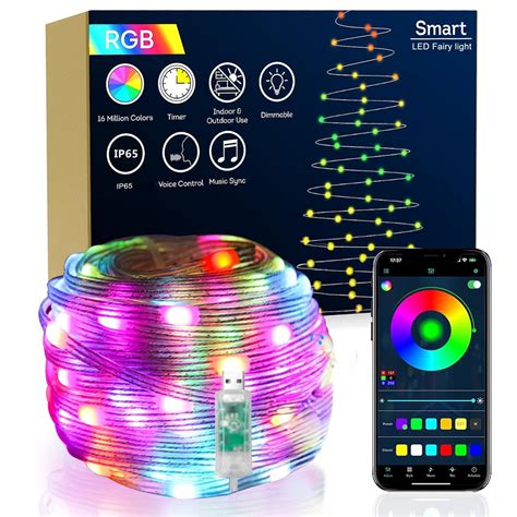 DAYBETTER 50ft Smart Fairy Light USB Plug In Room Powered Colored