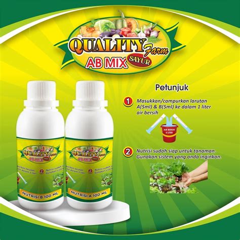 Jual Nutrisi Hidroponik Ab Mix Untuk Ml Quality Farm Sayuran Pupuk