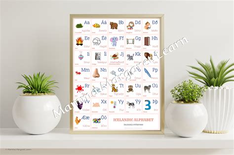 ICELANDIC Alphabet CHART With Words and English Translations - Etsy