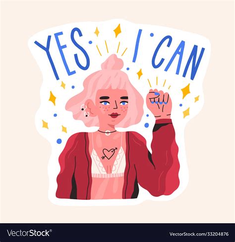 Hand Drawn Feminist Composition With Motivation Vector Image