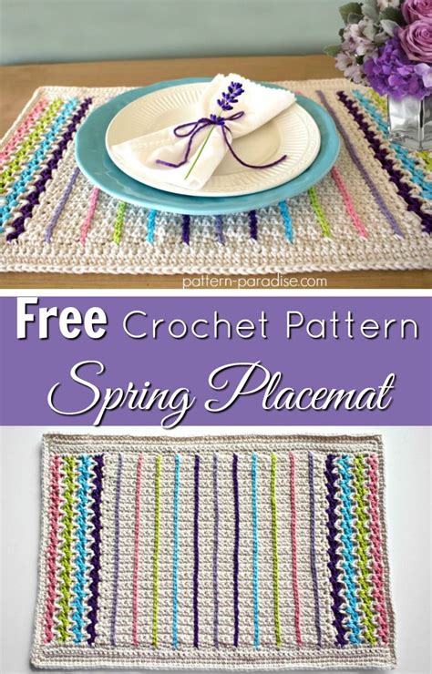 Free Crochet Pattern Spring Placemat Pattern Paradise In