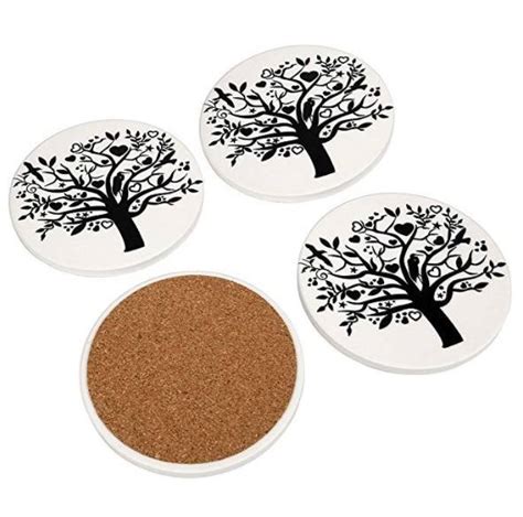 Dye Sublimation Custom Ceramic Car Coasters With Cork Base Blank Round White Tiles Unglazed 4