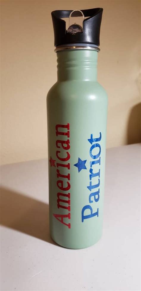 Patriotic Initial Water Bottle American Patriot Etsy